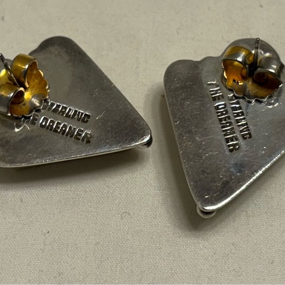 Turquoise and Sterling Silver Earrings by Echo of the Dreamer - Picture 3 of 4